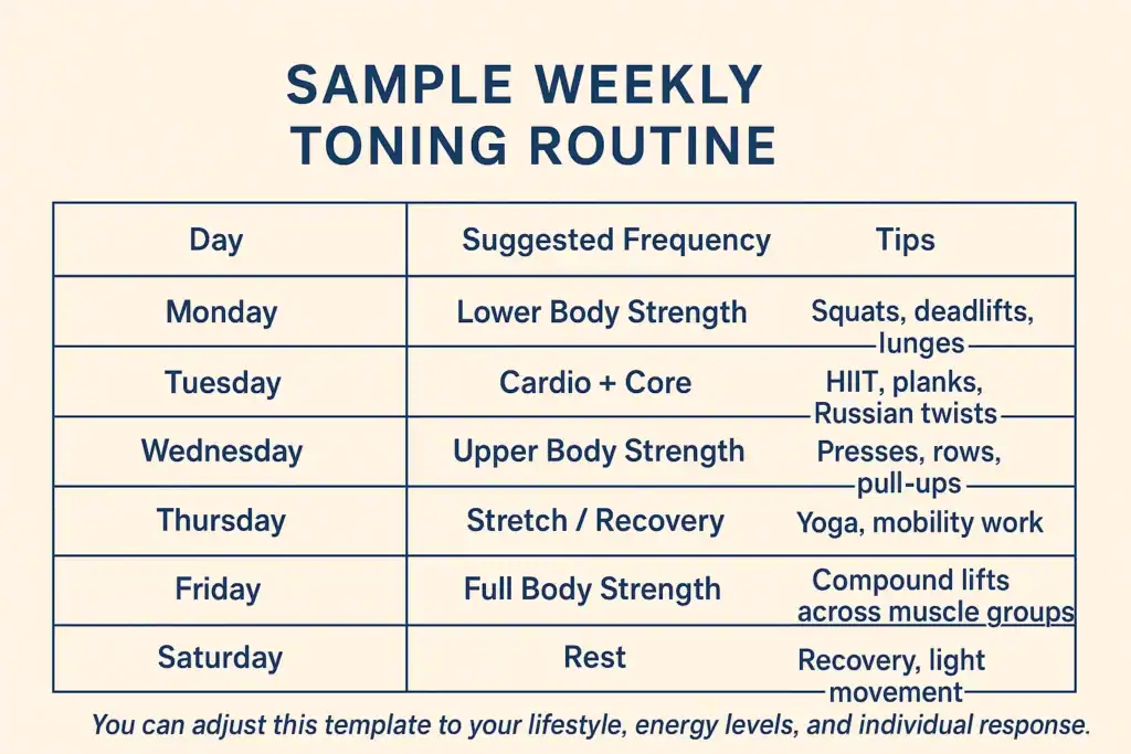Achieving the Perfect Tone: How Often Should You Exercise for Results? 4 Weekly exercise Virginia Water plan graphic