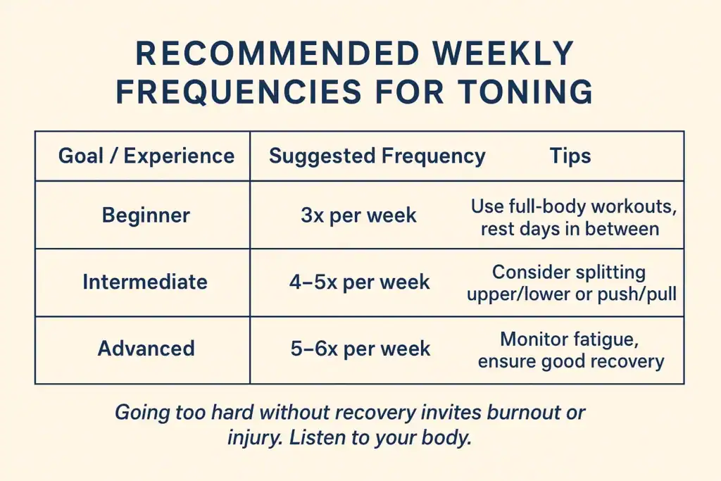Achieving the Perfect Tone: How Often Should You Exercise for Results? 2 Graphic to show how often you should do exercise to help with toning Virginia Water