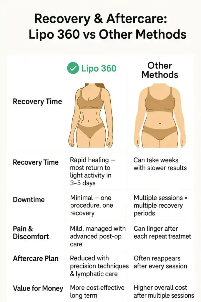 Recovery and Aftercare for Fat-Dissolving Surgery 2 Table to show fat dissolving injection aftercare Virginia Water